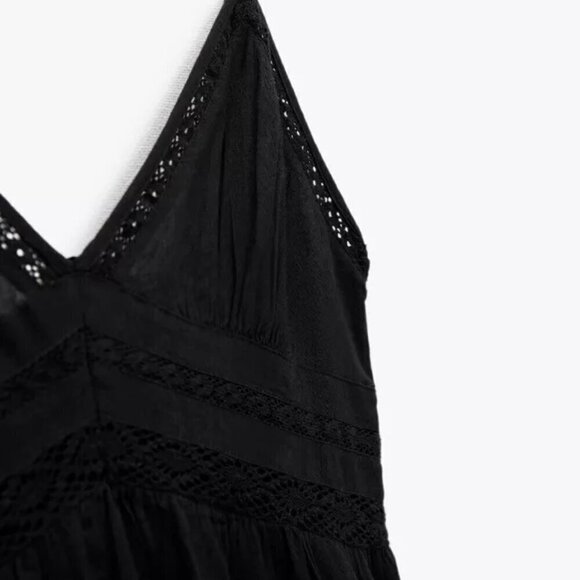 ZARA WOMEN'S LACE INSERT COTTON DRESS - Picture 2 of 5
